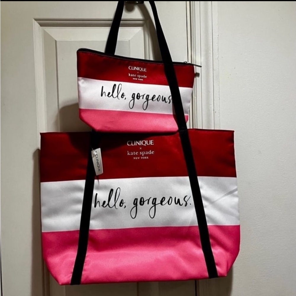 NWT Kate Spade ♠️ X Clinique Hello Gorgeous tote bag and cosmetic bag